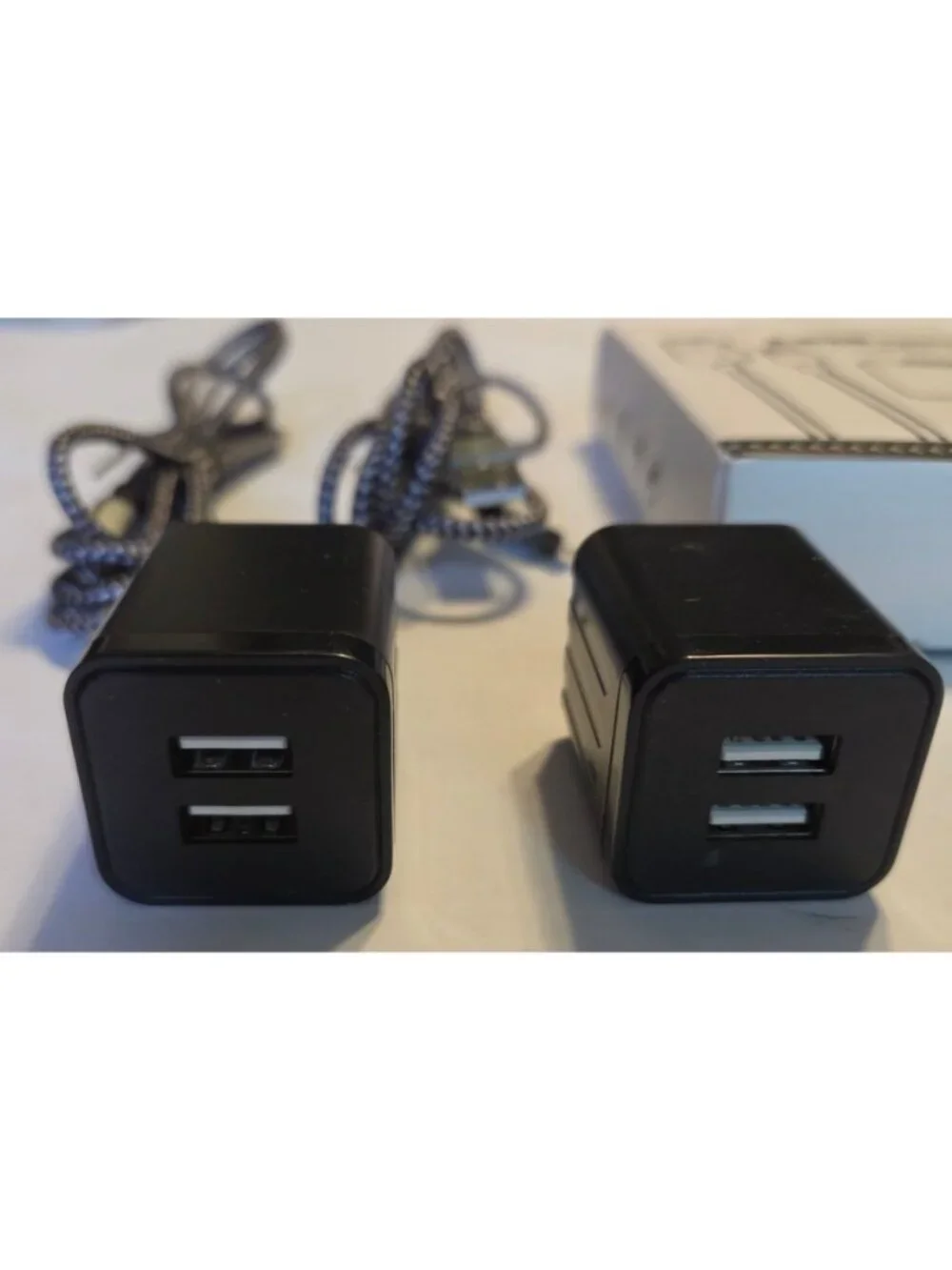 2 USB Power Adapter & Fast Charging Cables Set Dual Port Wall Chargers